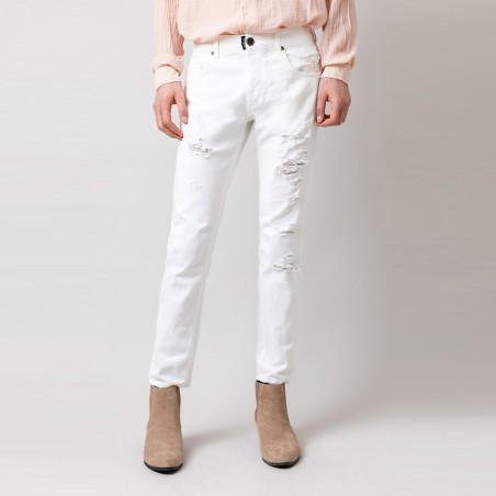 GAELLE PARIS - worn effect jeans with logo