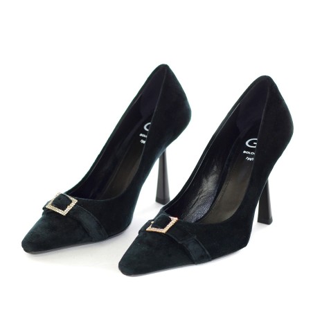 G.P. BOLOGNA - Escarpins en velours avec boucle en strass