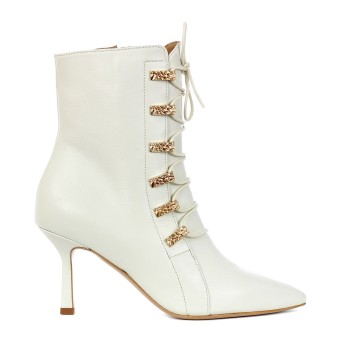 WO MILANO - Leather ankle boot with laces and zipper