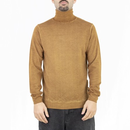 GAZZARRINI - Merino wool turtleneck with logo patch