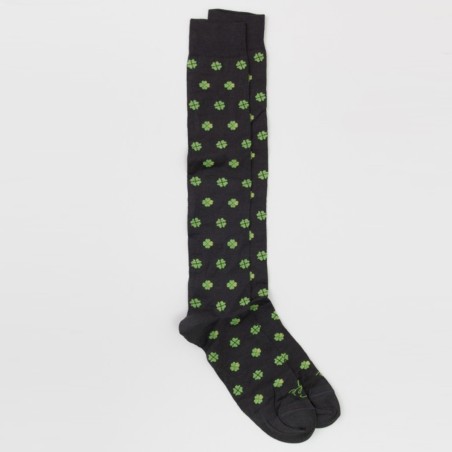 FEFÈ NAPOLI - Calcetines largos de algodón con estampado de tréboles de cuatro hojas