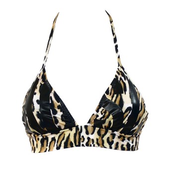MOSCHINO SWIM - Leopard print bikini top