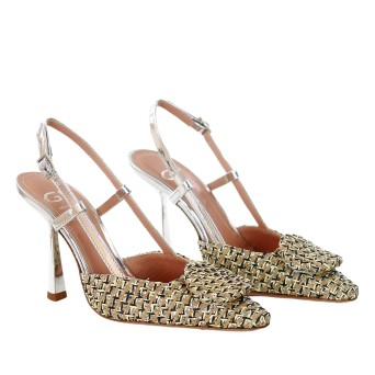 G.P. BOLOGNA - Raffia and glitter slingback 2