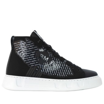 BRIAN MILLS - Mid-Top fabric sneakers with logo