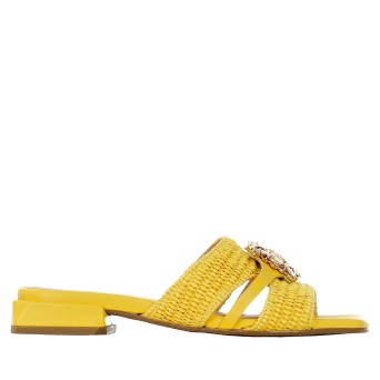 LORENZO MARI - Raffia sandal with stone accessory