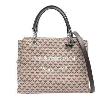 EMPORIO ARMANI - Hand bag with all over monogrammed logo