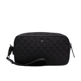 EMPORIO ARMANI - Fabric beauty case with monogrammed logo