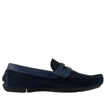EMPORIO ARMANI - Loafer suede with all over logo