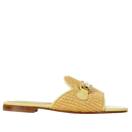 SIANO VIA ROMA - Raffia-Sandale mit ornamentalem Pferdekopf