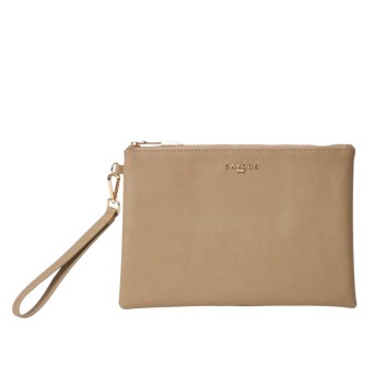 GAELLE PARIS - Saffiano faux leather clutch bag with lettering logo
