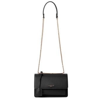 GAELLE PARIS - Saffiano faux leather shoulder bag with logo and charm
