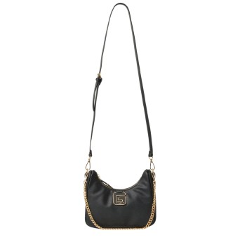 GAELLE PARIS - Saffiano faux leather shoulder bag with monogram logo pendant