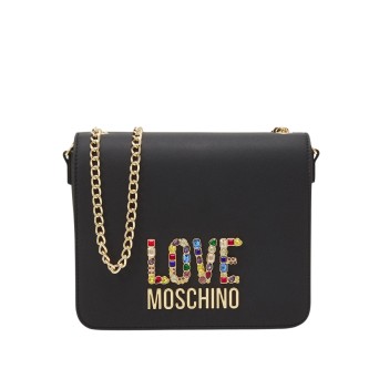 LOVE MOSCHINO - Multicolor stone logo shoulder bag