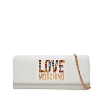 LOVE MOSCHINO - Pochette con logo in pietre multicolore