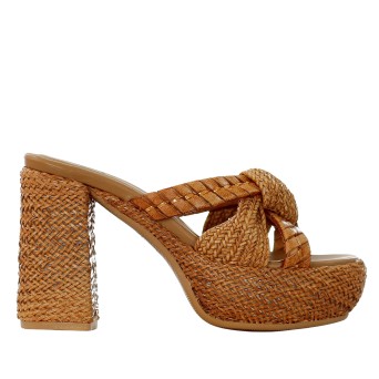 G.P. BOLOGNA - Sandal in raffia and woven leather