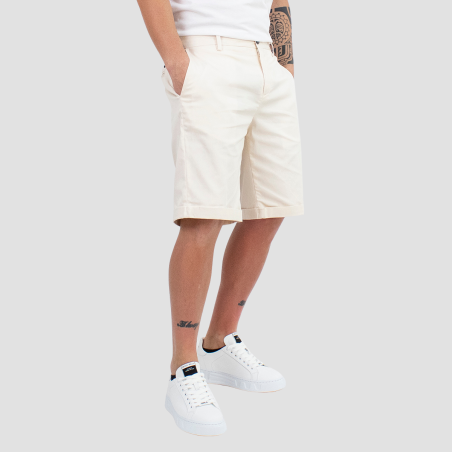 OUT/FIT - Short in cotone con borchia logo in metallo