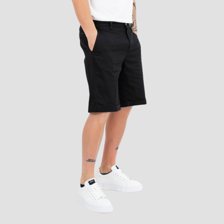 OUT/FIT - Short in cotone con borchia logo in metallo
