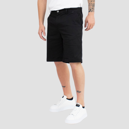 OUT/FIT - Cotton shorts with metal logo stud