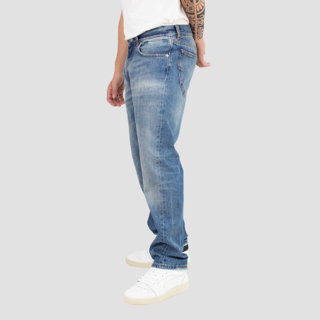 GRIFONI - Jeans with logo patch and mini breaks