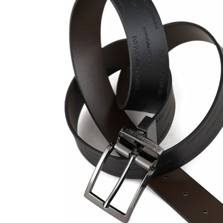 EMPORIO ARMANI Reversible Leather Belt Y4S426 YTU5J NERO T.MORO