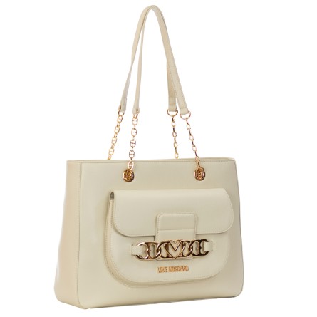 LOVE MOSCHINO Tote Tasche aus Kunstleder mit Logo JC4042PP1LLF0110 AVORIO