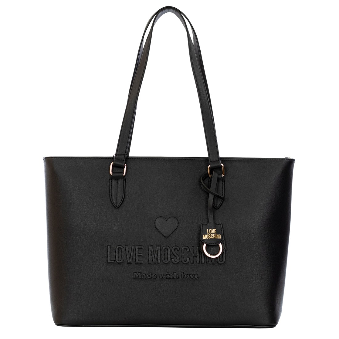 LOVE MOSCHINO Leather tote bag with logo and charm