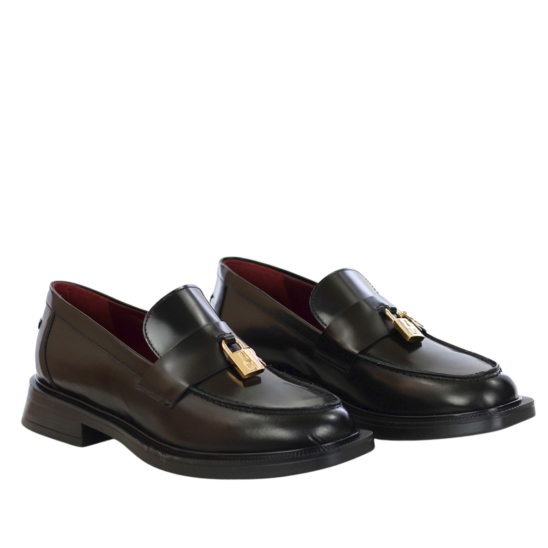 LORENZO MARI Mocassino in pelle con ciondolo ornamentale GINEVRA03 NERO