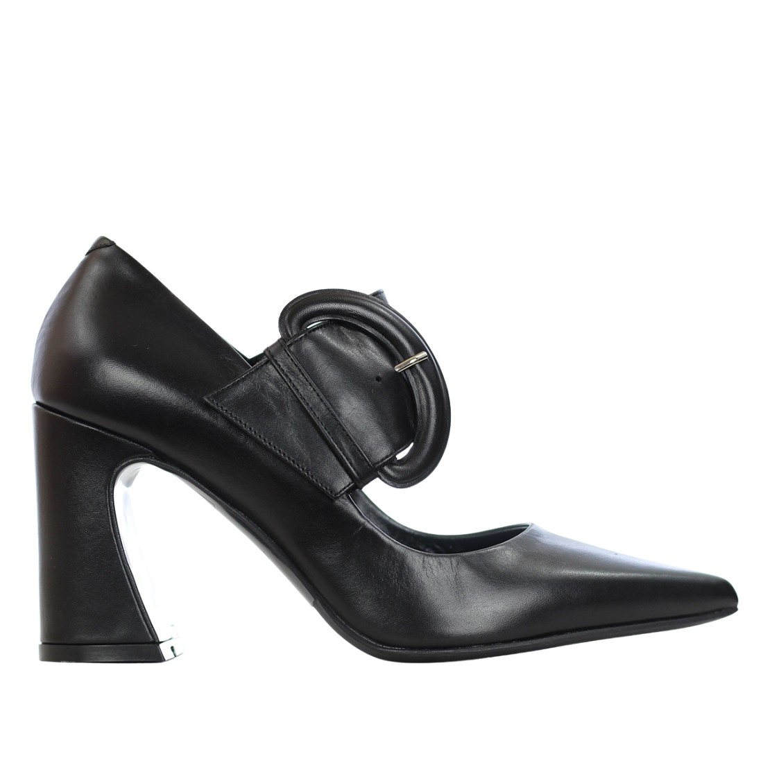 ALBANO Pump leather with maxi buckle 2832 NERO