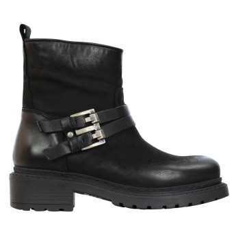 METISSE - Bottine en nubuck avec double boucle esthétique