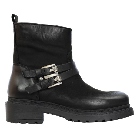 METISSE - Nubuck ankle boot with double aesthetic buckle