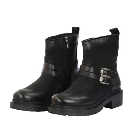 METISSE - Nubuck ankle boot with double aesthetic buckle