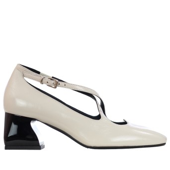 G.P. BOLOGNA - Escarpins en cuir émaillé avec bride