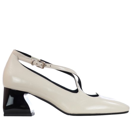 G.P. BOLOGNA - Escarpins en cuir émaillé avec bride