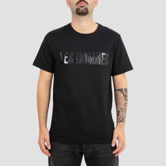 LES HOMMES - T-shirt con logo lettering in gommato
