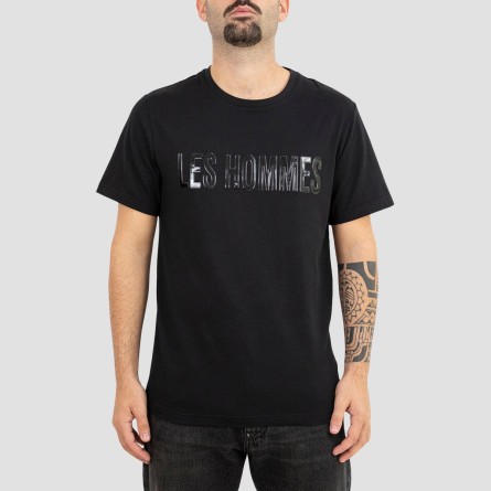 LES HOMMES - T-shirt with logo rubberized lettering