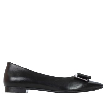 KATE MARIANI - Ballerina in pelle con fiocco ornamentale