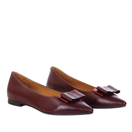 KATE MARIANI - Ballerina in pelle con fiocco ornamentale