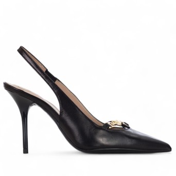 LOVE MOSCHINO - Leather slingback with logo