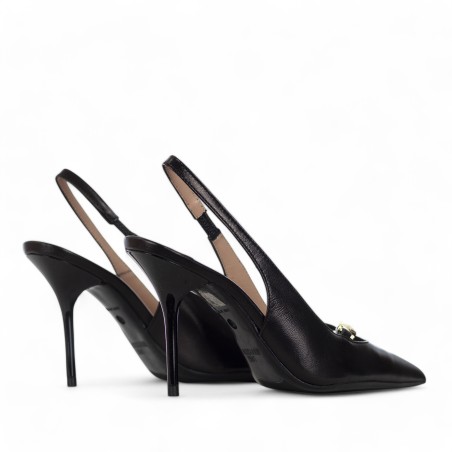 LOVE MOSCHINO - Leather slingback with logo