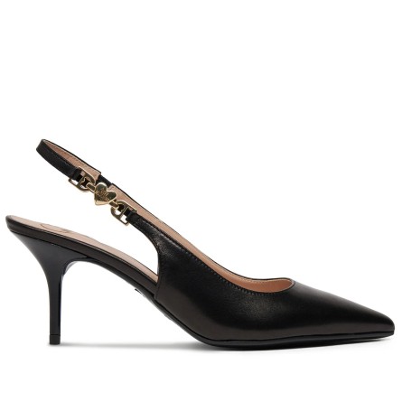 LOVE MOSCHINO - Leather slingback with logo