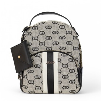 LIU JO - Sac à dos en tissu jacquard avec logo sur tout le corps