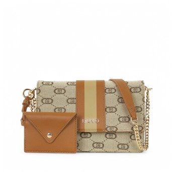 LIU JO - jacquad fabric shoulder bag with all over logo