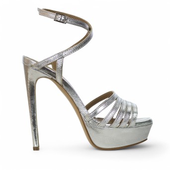 WO MILANO - Sandale cuir laminé avec bride cheville