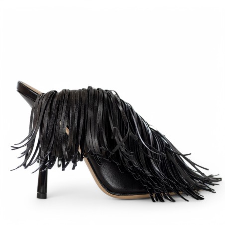 WO MILANO - Sandalia cuero con flecos por todas partes