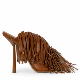 WO MILANO - Sandale cuir avec franges sur tout le corps