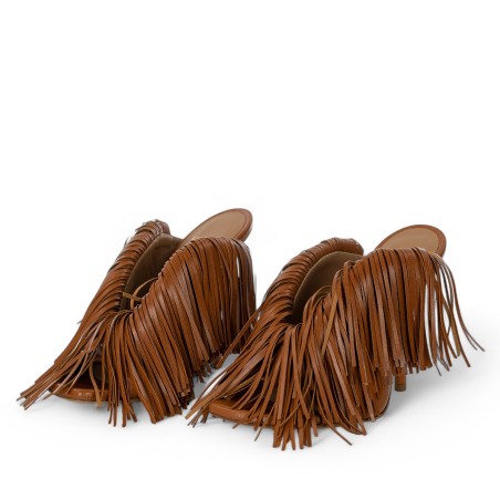 WO MILANO - Sandale cuir avec franges sur tout le corps