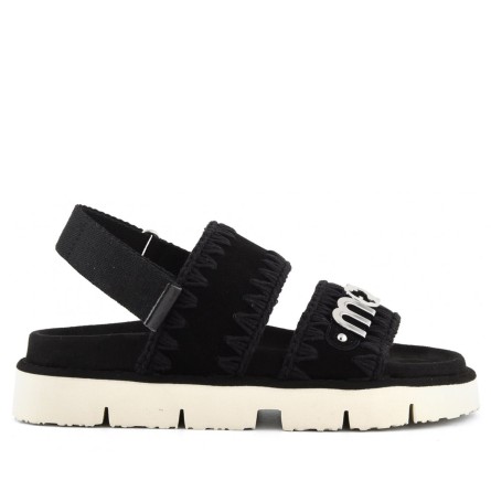 MOU - Bio sandalo suede con logo in metallo