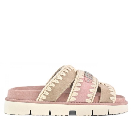 MOU - Two-tone bio sandal with metal logo