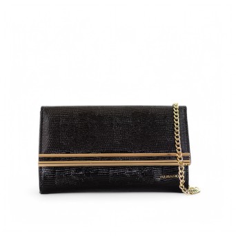 ALBANO - Lacquered leather clutch bag with python effect