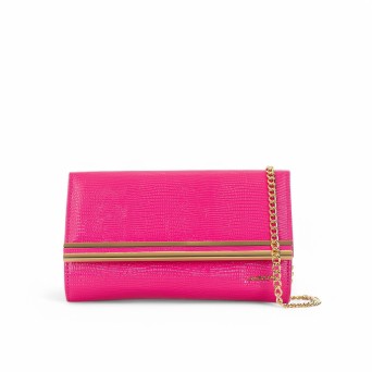 ALBANO - Lacquered leather clutch bag with python effect